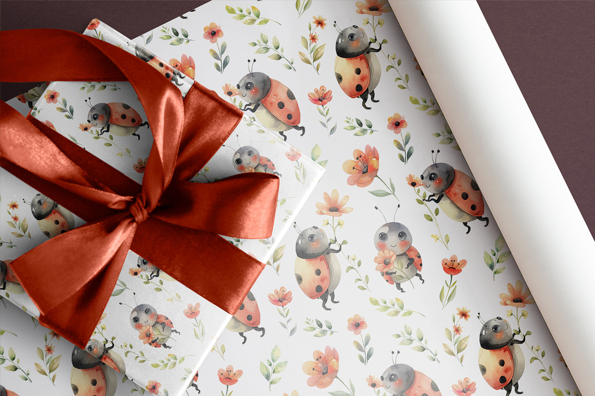 Watercolor Ladybugs with flowers set, an Animal Illustration by AlineArtStore (Photo 7 of 8)