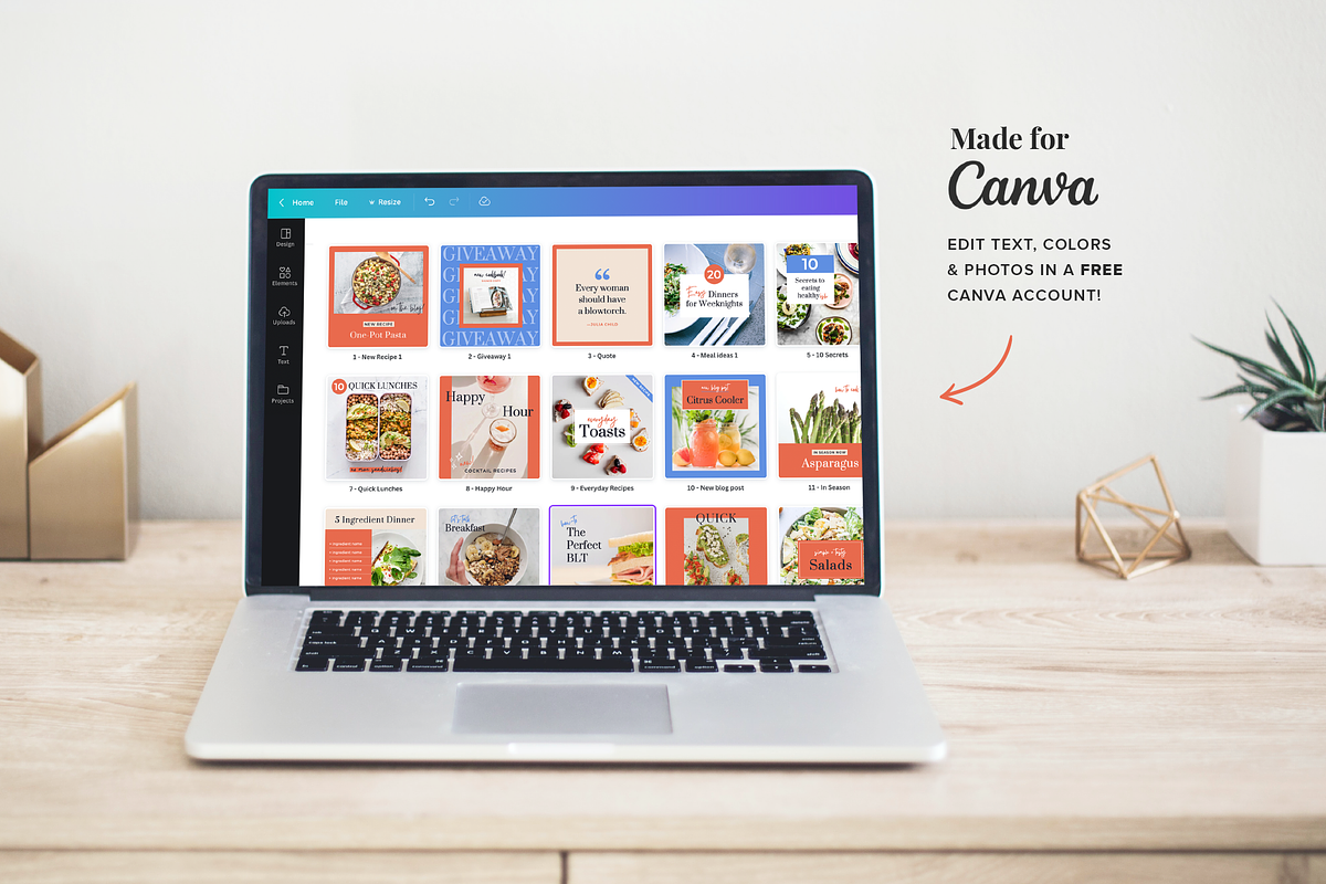 Food Blogger Canva Social Media Kit, a Social Media Template by Rose & Co. (Photo 6 of 7)