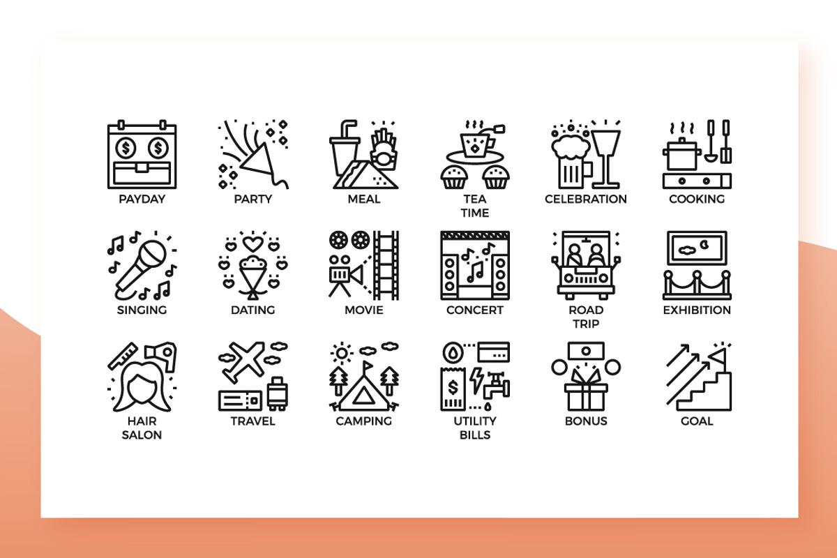 Activities Icons, an Outline Icon by Becris (Photo 3 of 3)