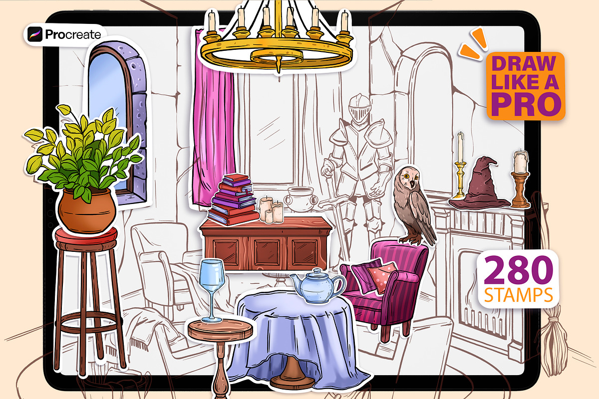 PROCREATE INTERIOR CREATOR TOOLKIT, a Brush Add-On by AlexandraArt (Photo 2 of 10)