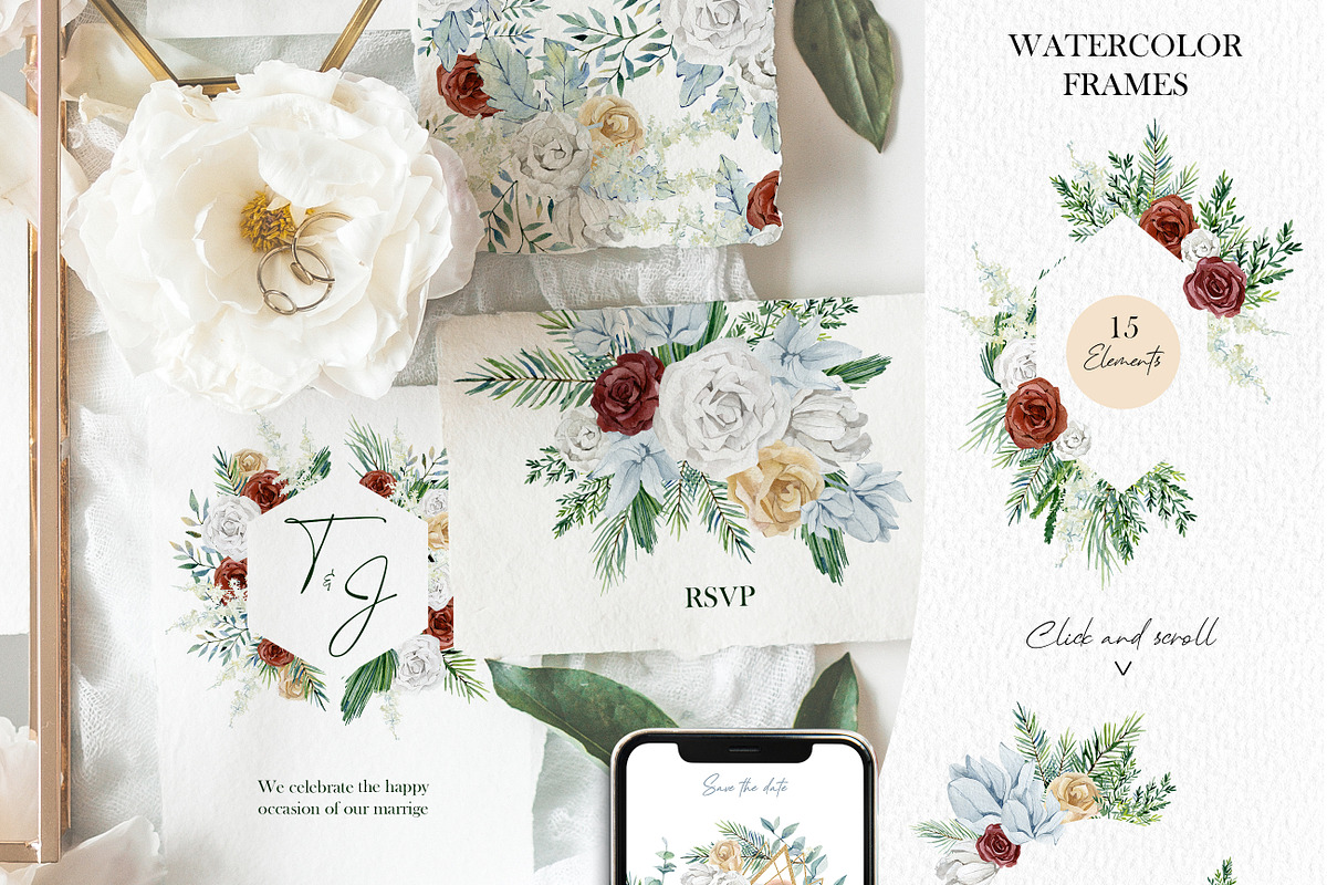 Watercolor winter Christmas floral, an Illustration by AnnaTkachi (Photo 4 of 8)