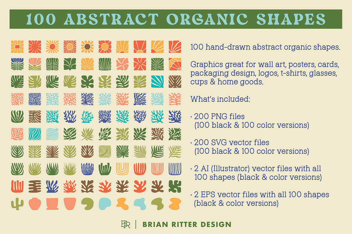 100 Abstract Organic Shapes, an Object Graphic by Brian Ritter Design (Photo 2 of 6)