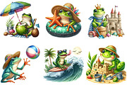 Funny and Cute Frog Beach Clipart, an Illustration by DreamArtGraphic (Thumbnail 5 of 5)