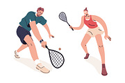 Squash players set. Sports game, a Sport Illustration by Good Studio (Thumbnail 5 of 5)