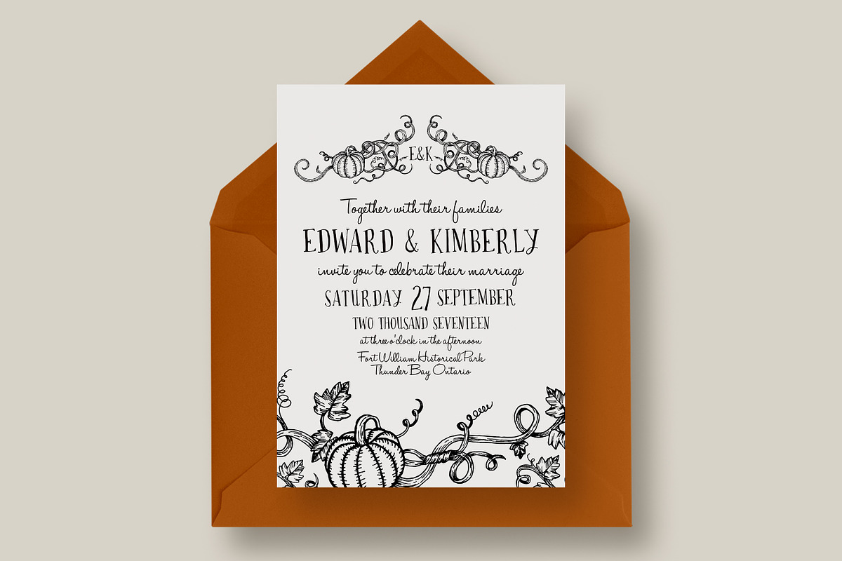 Halloween Pumpkin Wedding Suite, an Invitation Template by Knotted Design (Photo 3 of 6)