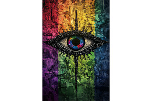 Textured Eye Symbol with Rainbow Art, an Animal Illustration by Art Paradise Studios
