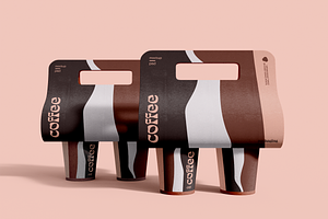 Coffee Cups With Holder Mockup