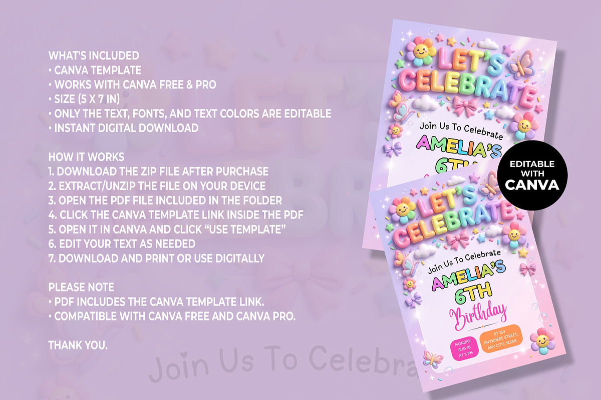 6th Birthday Invitation, an Invitation Template by M9 Design (Photo 4 of 4)