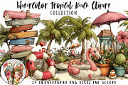 Watercolor Tropical Beach Clipart, an Illustration by OK Design (Thumbnail 1 of 6)
