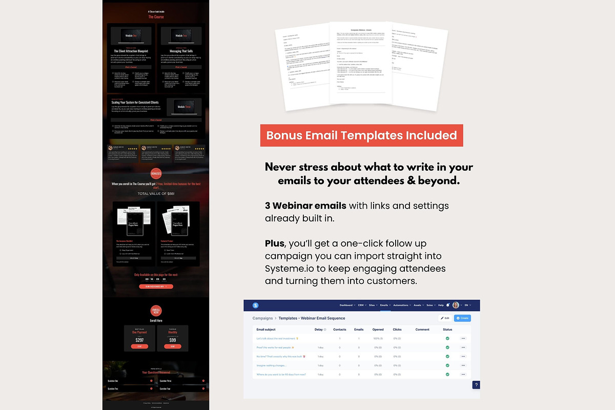 Systeme Dark Red Evergreen Webinar, a Landing Page Template by Hayley's Digital Hub (Photo 5 of 10)