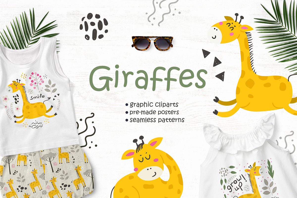 Giraffes Clipart & Pattern, a Background Graphic by Nafanya (Photo 1 of 9)