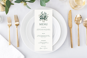 Wedding Menu Template Sage Greenery