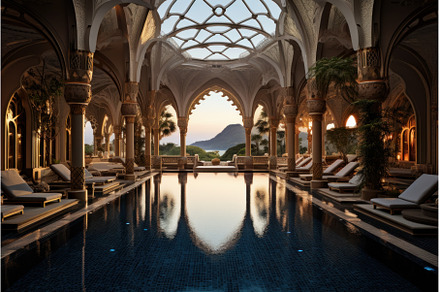 Pristine Empty luxurious resort pool, a Nature Photo by Ylivdesign