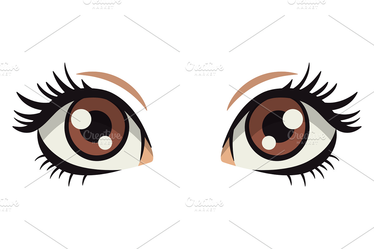 Anime Style Vector Set of Flat Eyes., a Person Illustration by Gomolach (Photo 6 of 25)