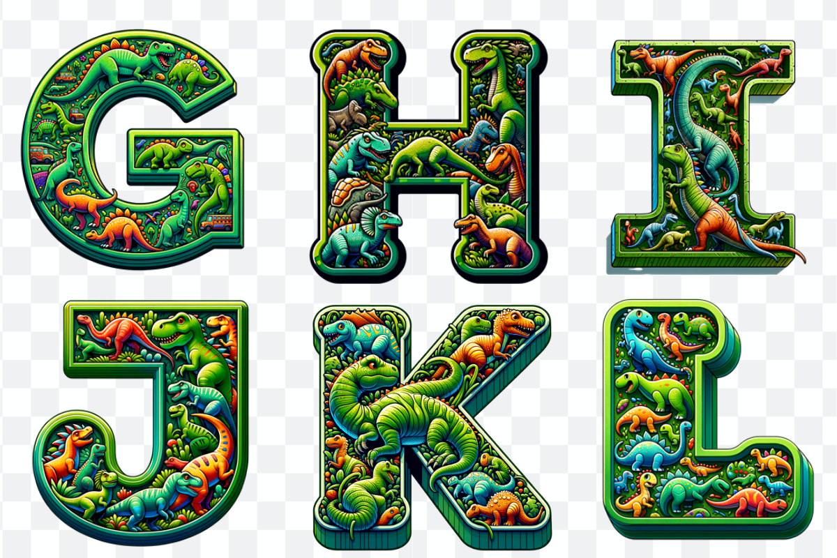 Dinosaur Display Font Alphabet ABC, a Symbol Font by Bubble Pixel (Photo 4 of 8)