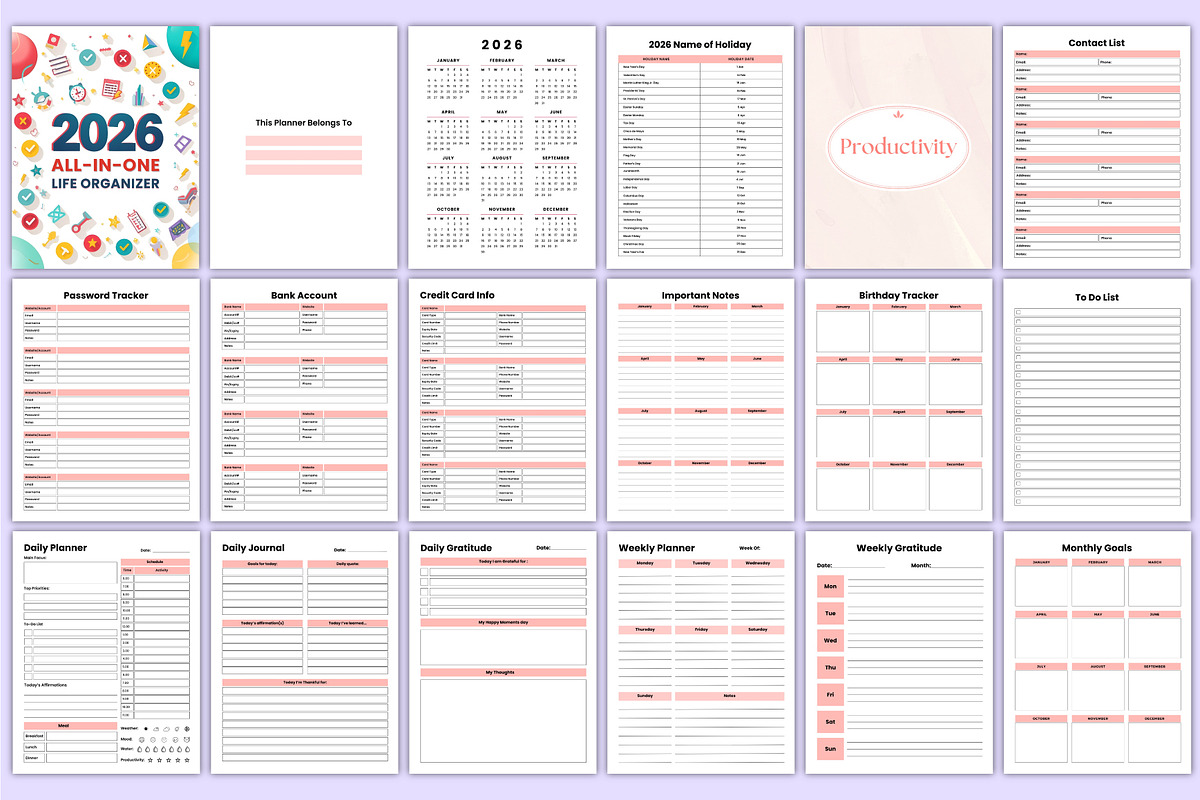 2026 All-in-One Life Organizer Canva, a Stationery Template by Mustafiz (Photo 3 of 8)