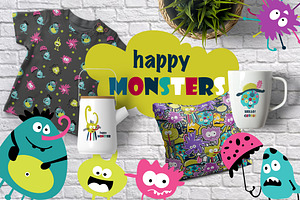 Cute funny monsters