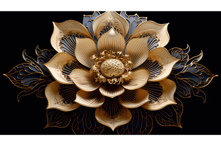 asian lotus flower gold ai generated, a Nature Photo by pikepicture