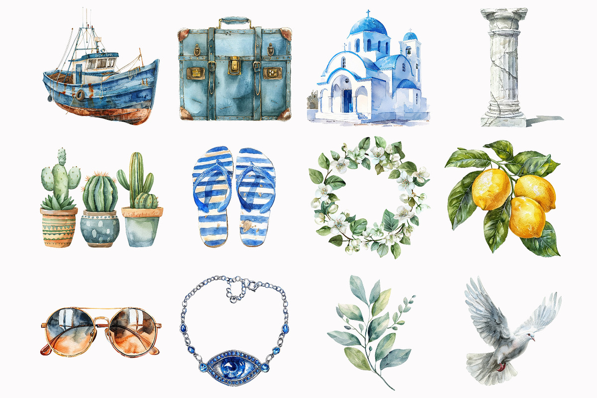 Greek Vacation Clipart, an Illustration by Design Market (Photo 2 of 7)