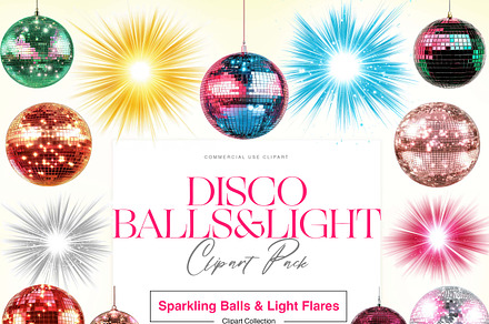 Disco Ball Clipart, Light Burst PNG, a Decorative Illustration by BrushstrokeArtGB