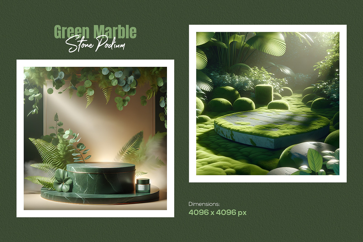20 Green Marble Stone Podium Bundle, a Background Photo by zahidhossainalif (Photo 3 of 11)