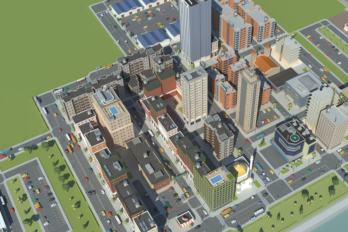 Realistic Lowpoly Simple City VR/AR, an Environmental 3D Model by NOMODOL (Photo 36 of 59)