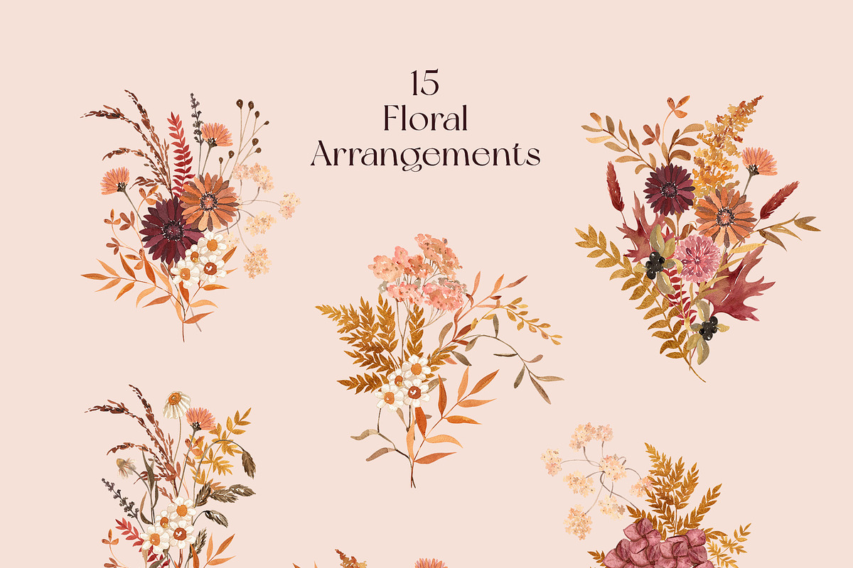 Everlasting Fall Pressed Wildflowers, a Seasonal Illustration by Catch the Dream Art (Photo 3 of 13)