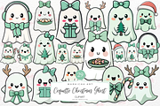 Coquette Christmas Ghost Clipart, an Illustration by Markicha Art (Thumbnail 1 of 6)
