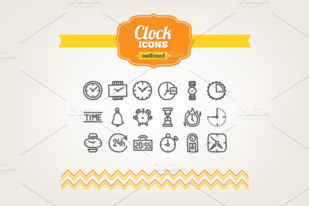 Hand drawn clock icons