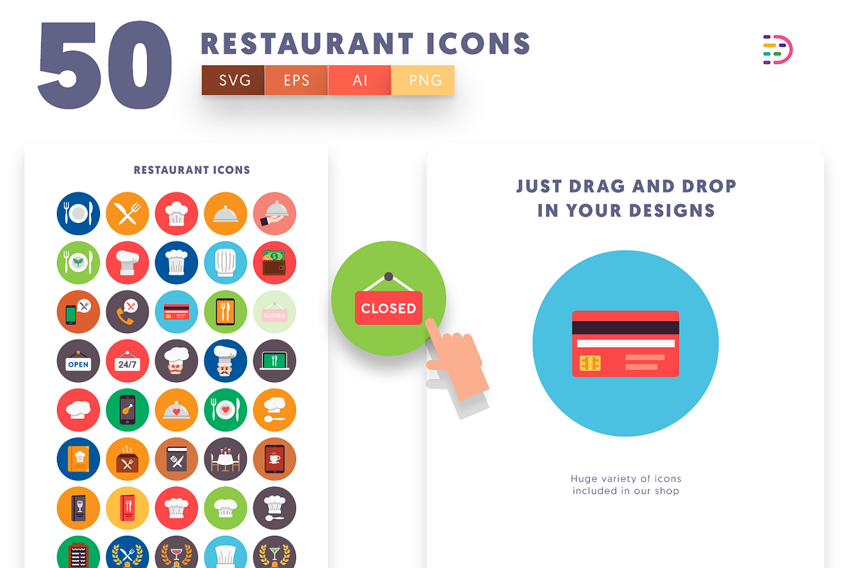 50 Restaurant Icons, an Icon by Dighital (Photo 2 of 10)