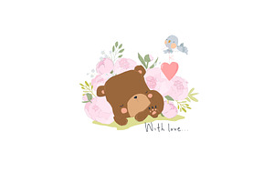 Cute Cartoon Bear sleeping in, an Animal Illustration by Maria Starus