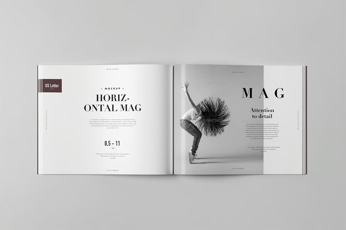 US Letter Horizontal Magazine Mockup, an Advertising Mockup by zippypixelstudio (Photo 3 of 13)