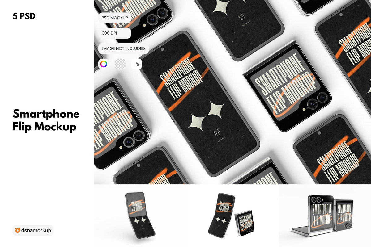 Smartphone Galaxy Z Flip Mockup V2, an Android Mockup by DSNA Mockup (Photo 1 of 6)