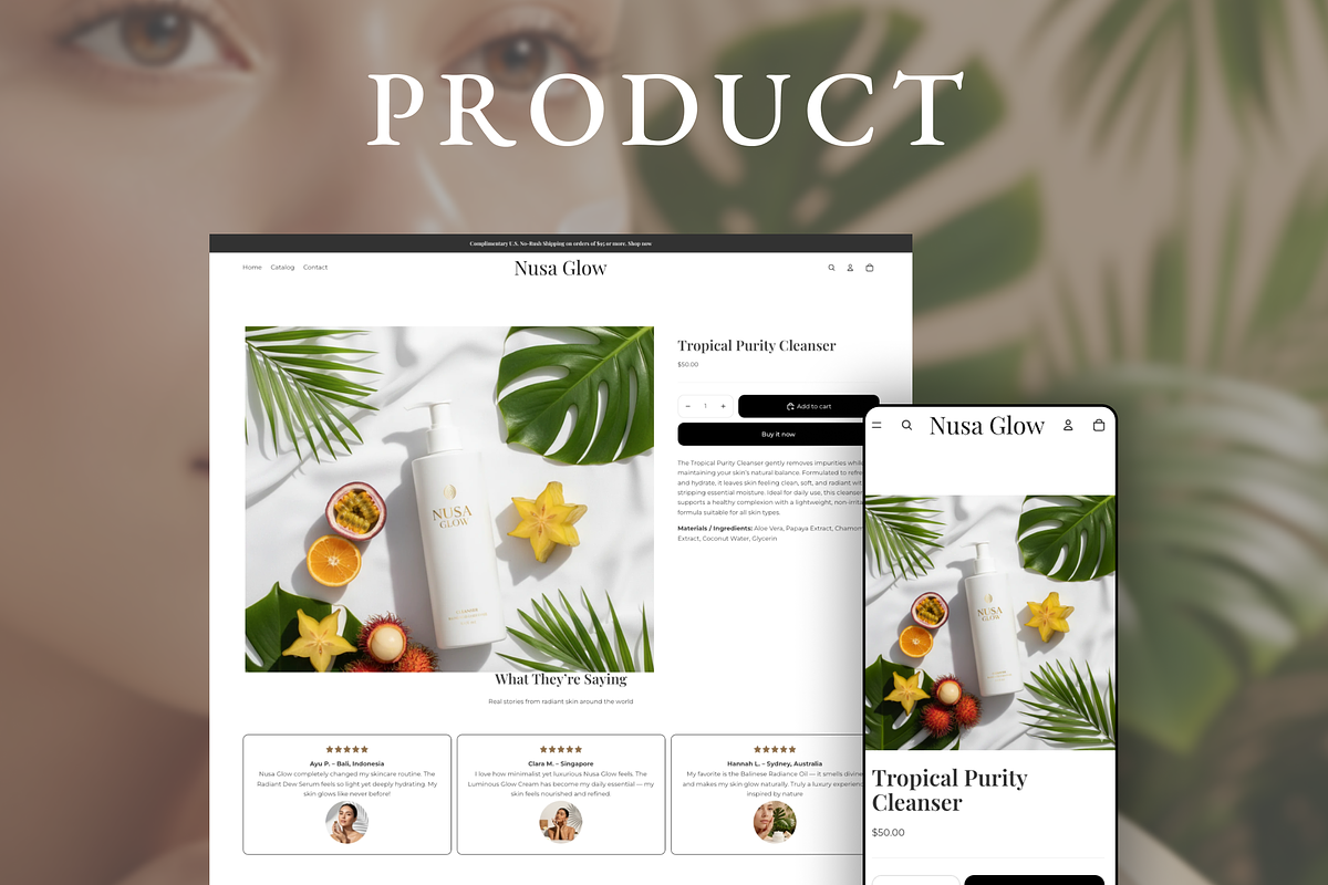 Nusa Glow Organic Store Template, a Shopify Template by AtelierDuVow (Photo 4 of 10)