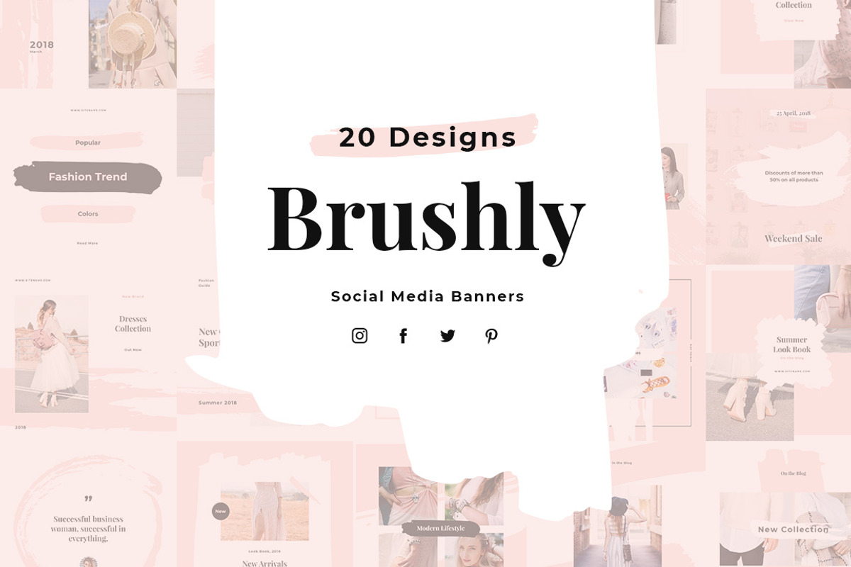 Brushly Social Media Pack, a Social Media Template by Creatoly (Photo 1 of 4)
