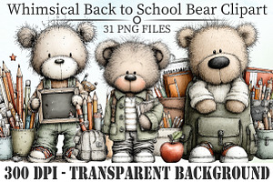 Whimsical Back to School Teddy Bear, an Animal Illustration by Libby Wishes