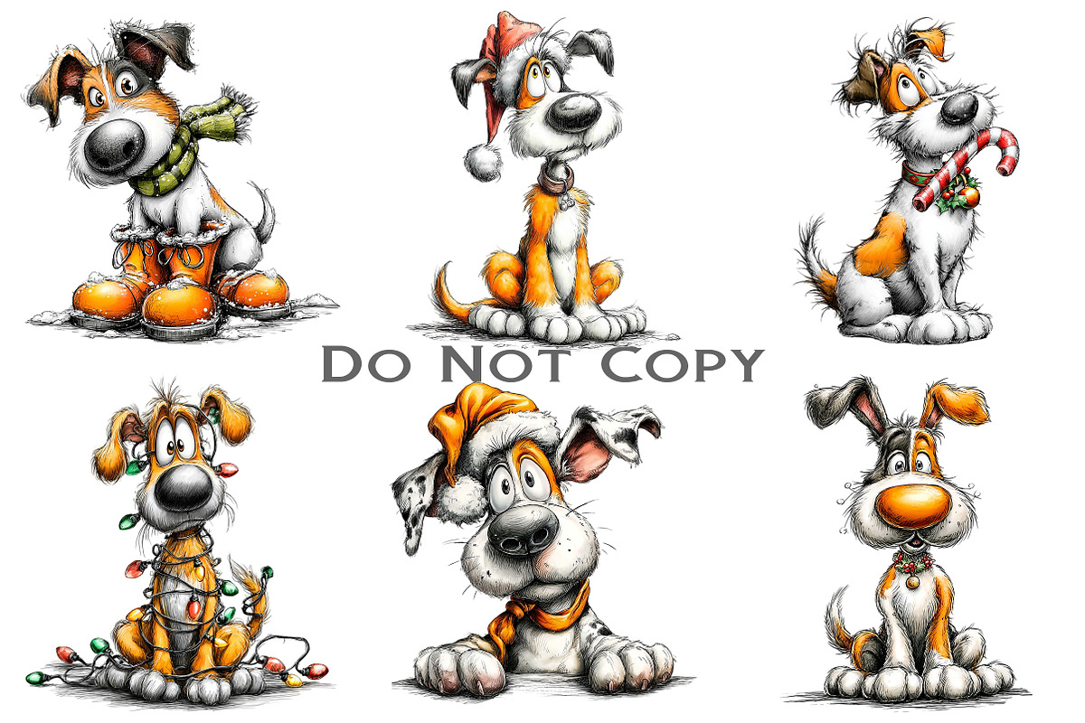 Cute & Funny Christmas Dog Clipart, an Illustration by Craft Nest (Photo 7 of 8)