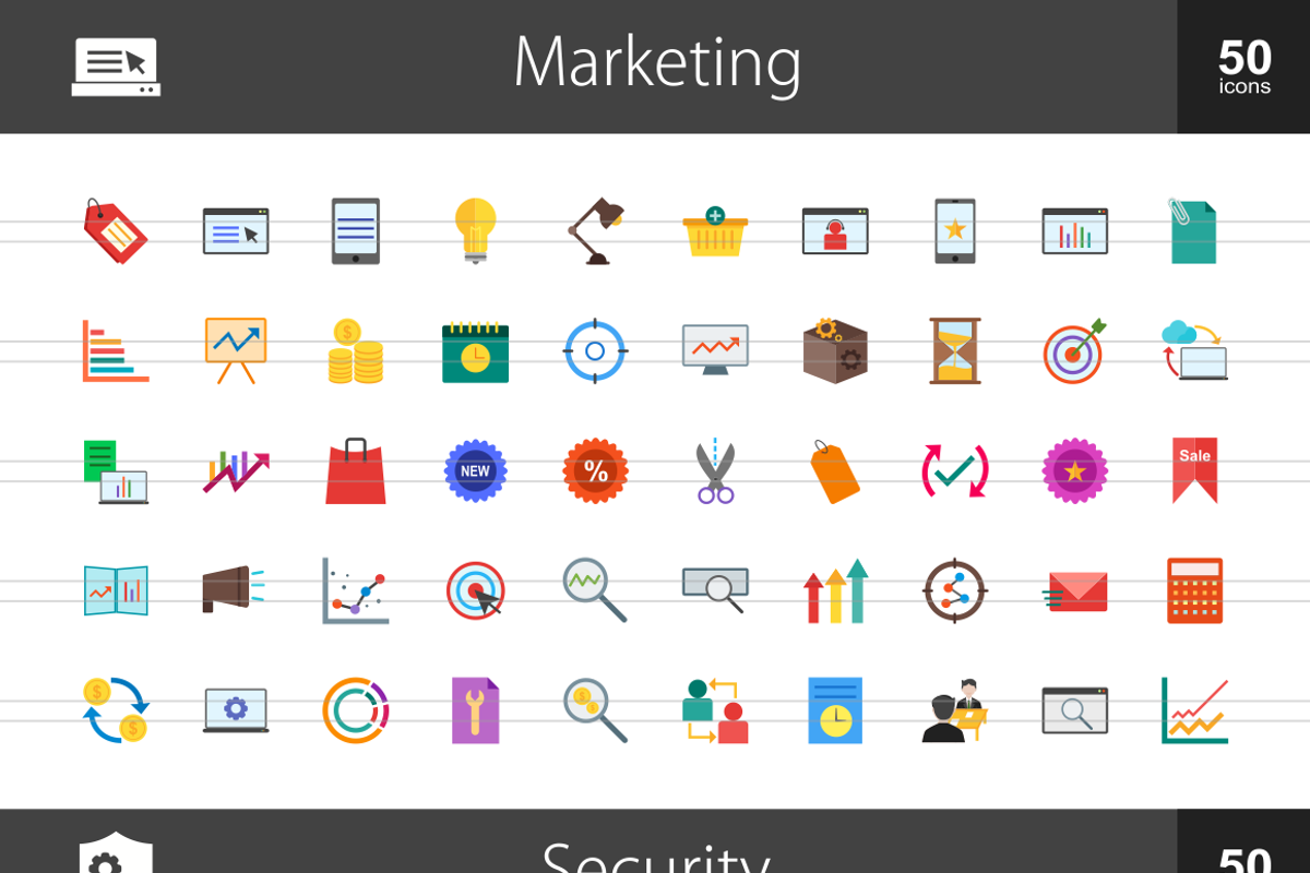 1000 Flat Multicolor Icons (V4) preview 2