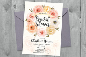 Watercolor flowers template 12
