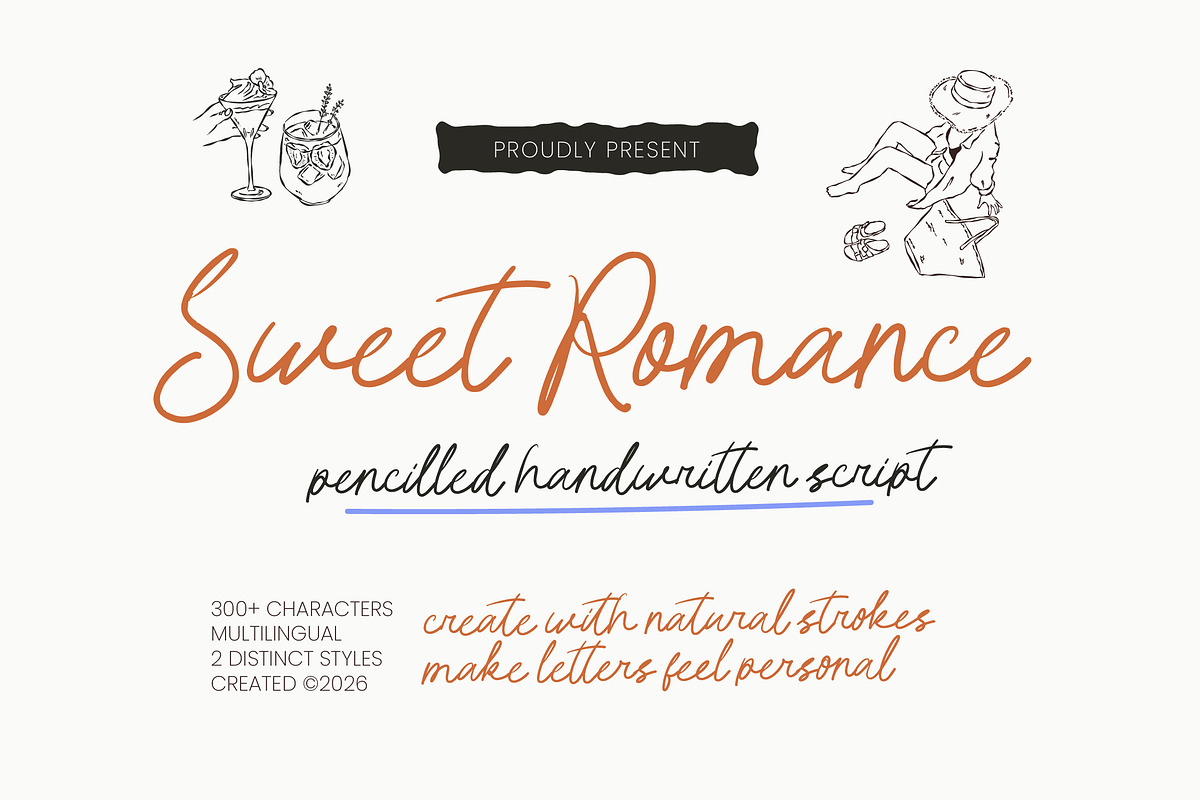 Sweet Romance Pencilled Script, a Handwritten Font by AmorfaType (Photo 1 of 8)