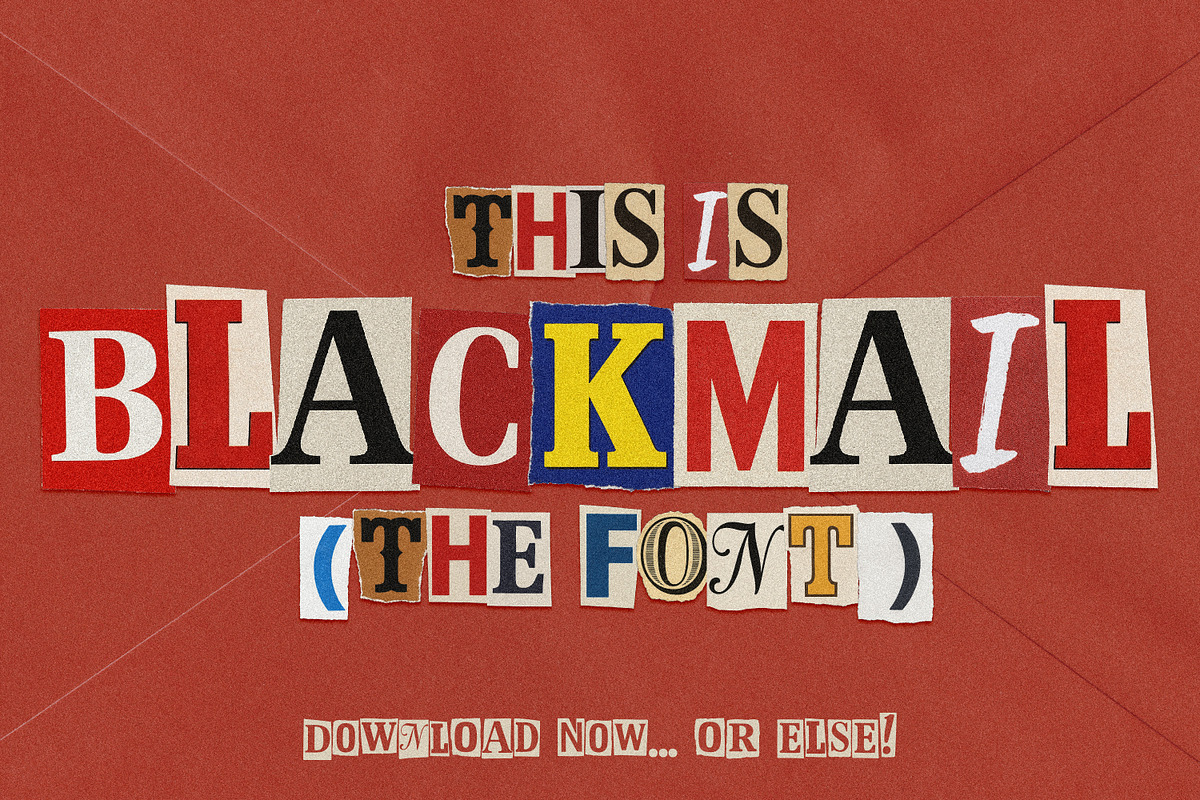 Blackmail — Paper Cutout Bitmap Font, a Symbol Font by AndrewPixelType (Photo 1 of 9)