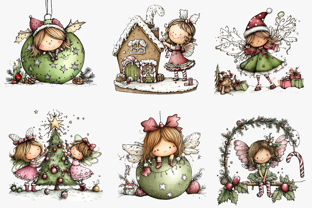 Christmas Holiday Fairy clipart, an Illustration by CreationArt (Photo 3 of 5)