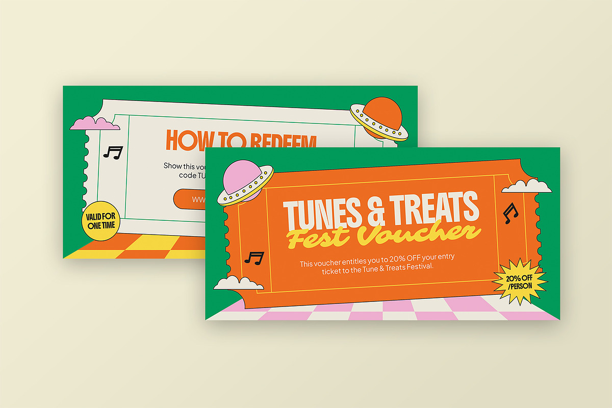 Tunes & Treats - Gift Voucher, a Print Template by StreaksideStd (Photo 2 of 3)