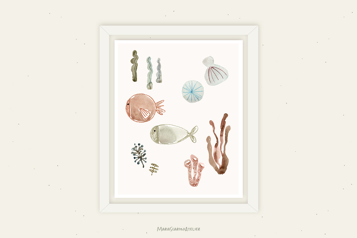 Under The Sea Watercolor Painting, an Animal Illustration by MariaScaroniAtelier (Photo 1 of 3)