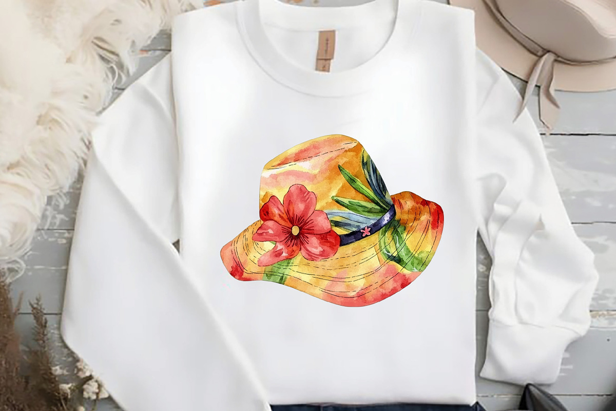 Watercolor Summer Hat Clipart, an Illustration by DreamCafeArt (Photo 4 of 5)