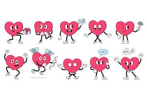 Groovy hearts characters. Retro, an Illustration by Valerie Bodnar