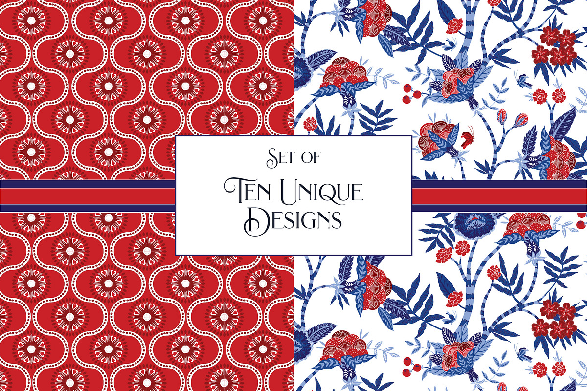 Red & Blue Digital Patterns, a Pattern Graphic by RachelStudio (Photo 2 of 6)