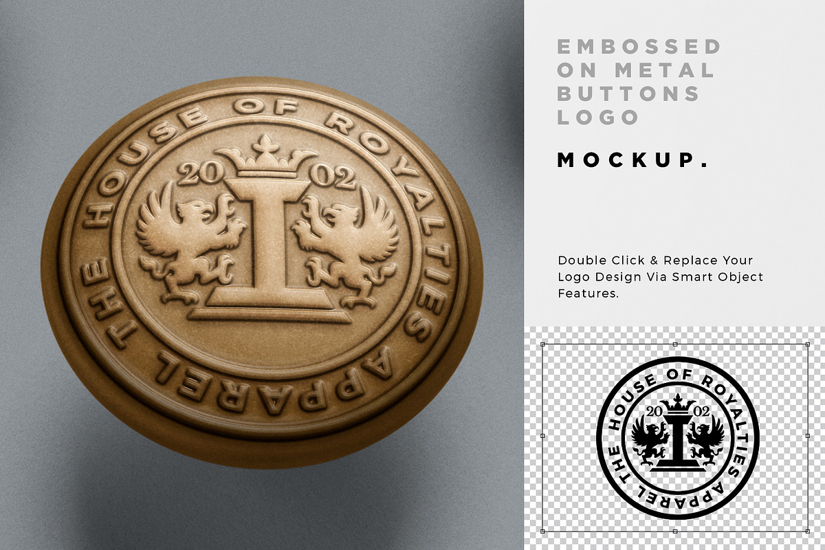 Embossed Metal Button Logo Mockup, a Shirt Mockup by GfxFoundry