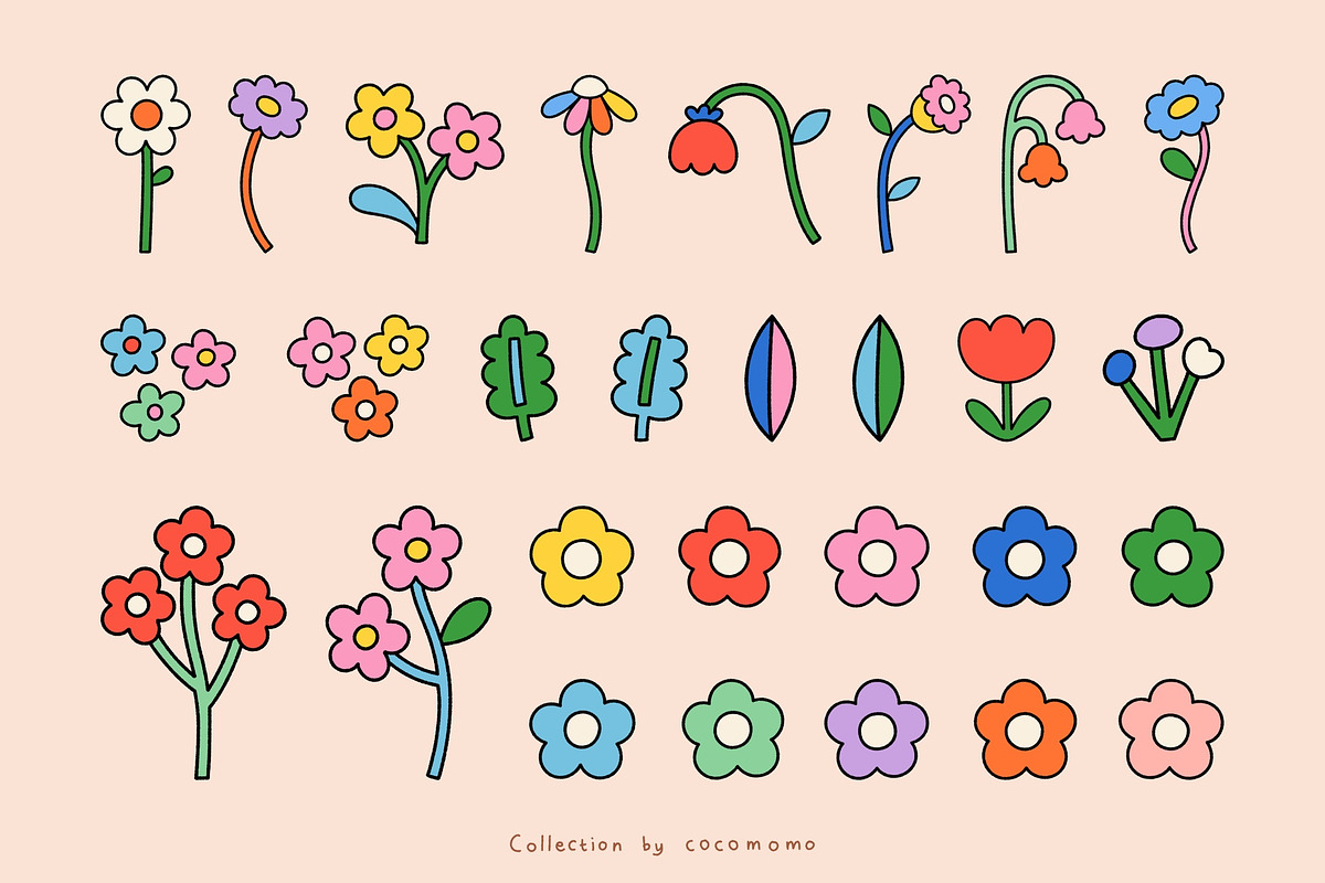 Bloom! - Retro Floral Collection, a Background Graphic by cocomomo (Photo 4 of 11)