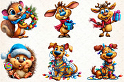 Funny Christmas Animal Clipart Bundl, an Illustration by DreamCafeArt (Thumbnail 2 of 8)